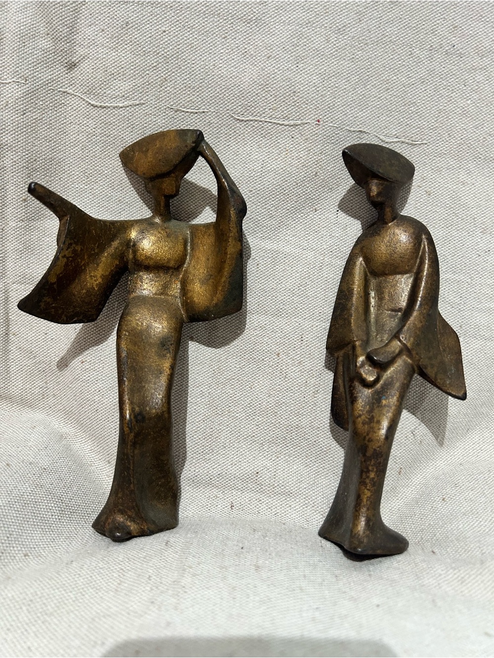 Mid Century Modern Brass Asian Figurine Set